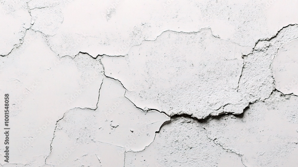 Naklejka premium Cracked White Wall with Textured Detail