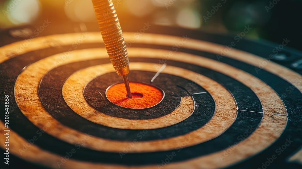Business target with a detailed shot of a dartboard showing precise goal achievement Business target with a detailed shot of a dartboard showing precise goal achievement