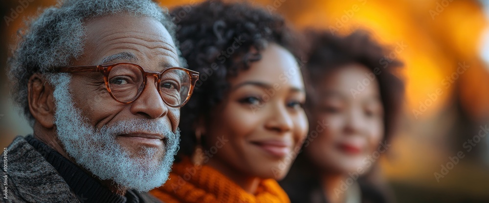 Multi-Generational Family Portrait with Warm Background Multi-Generational Family Portrait with Warm Background