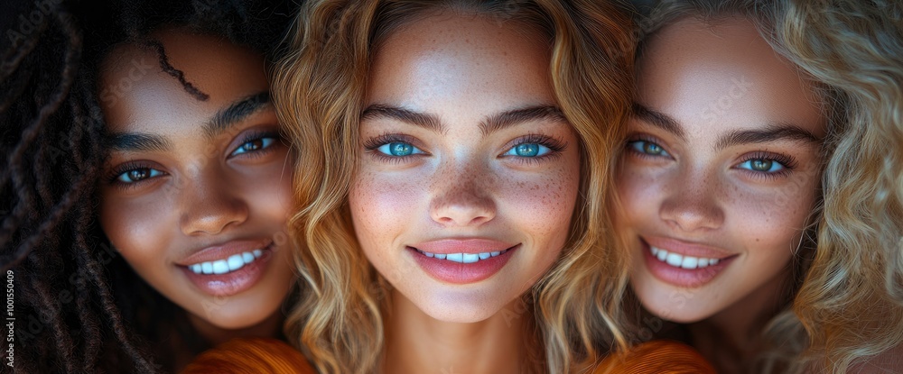 Three Beautiful Women Smiling Together Three Beautiful Women Smiling Together