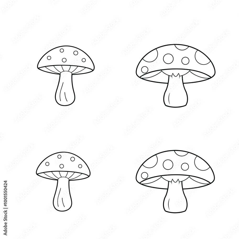 4 mushroom vector illustration line art 4 mushroom vector illustration line art
