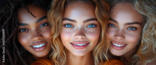 Three Beautiful Women Smiling Together