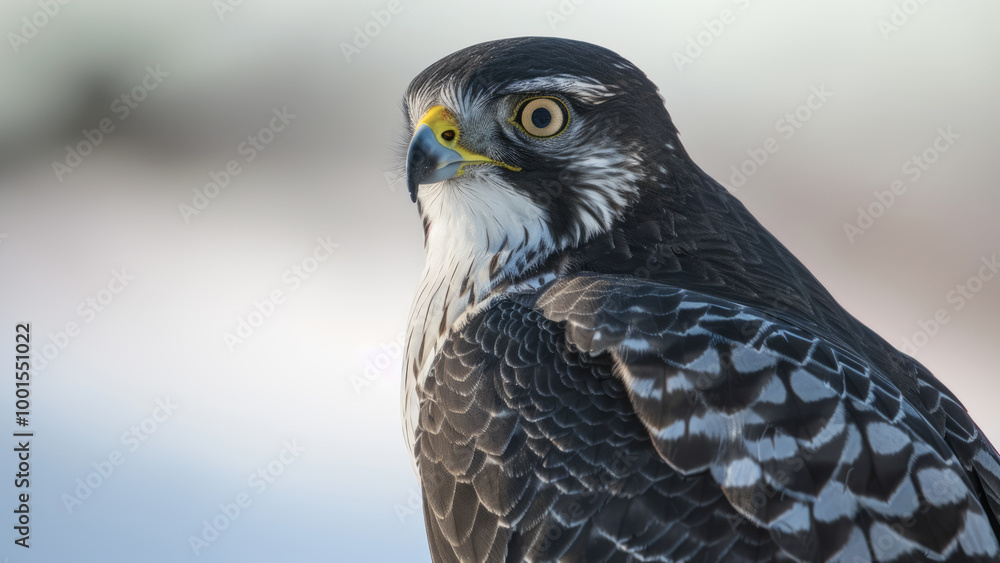 Portrait of a hawk in nature with intense eyes and sharp beak Portrait of a hawk in nature with intense eyes and sharp beak