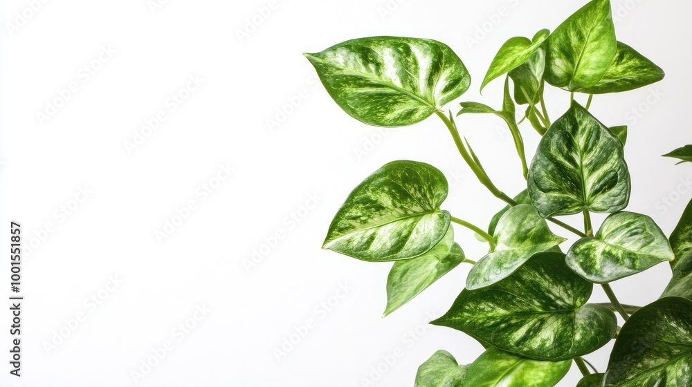 Fresh indoor plant with bright green leaves and interesting shapes isolated against a white backdrop Fresh indoor plant with bright green leaves and interesting shapes isolated against a white backdrop