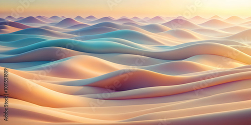 Wallpaper Mural Pastel Dreamscape: Serene landscape of pastel-colored dunes bathed in warm sunset light, evoking a sense of calm and tranquility. Torontodigital.ca