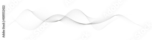 Abstract flowing dots particles wave pattern. Halftone gradient curve shape isolated on white background. Modern vector banner in concept of AI, technology, science, music festival.