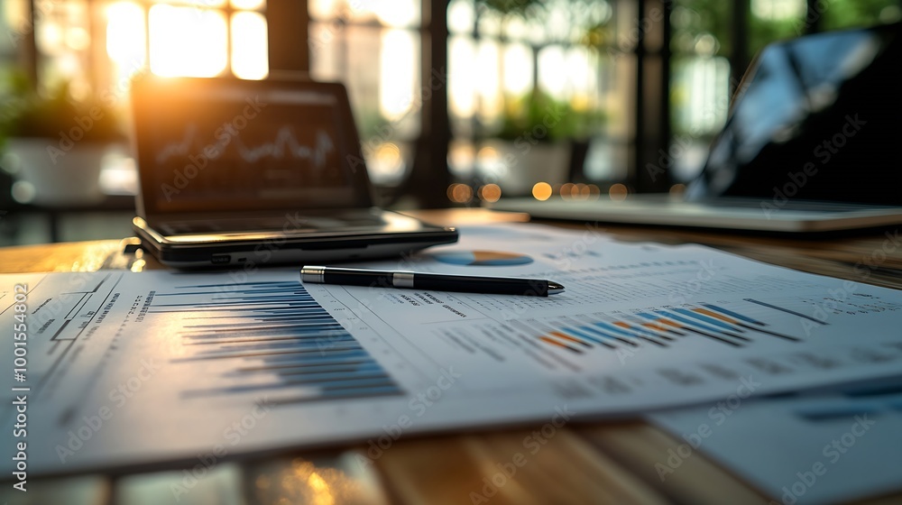 business documents with smart phone and laptop computer and graph financial with social network diagram : Generative AI business documents with smart phone and laptop computer and graph financial with social network diagram : Generative AI