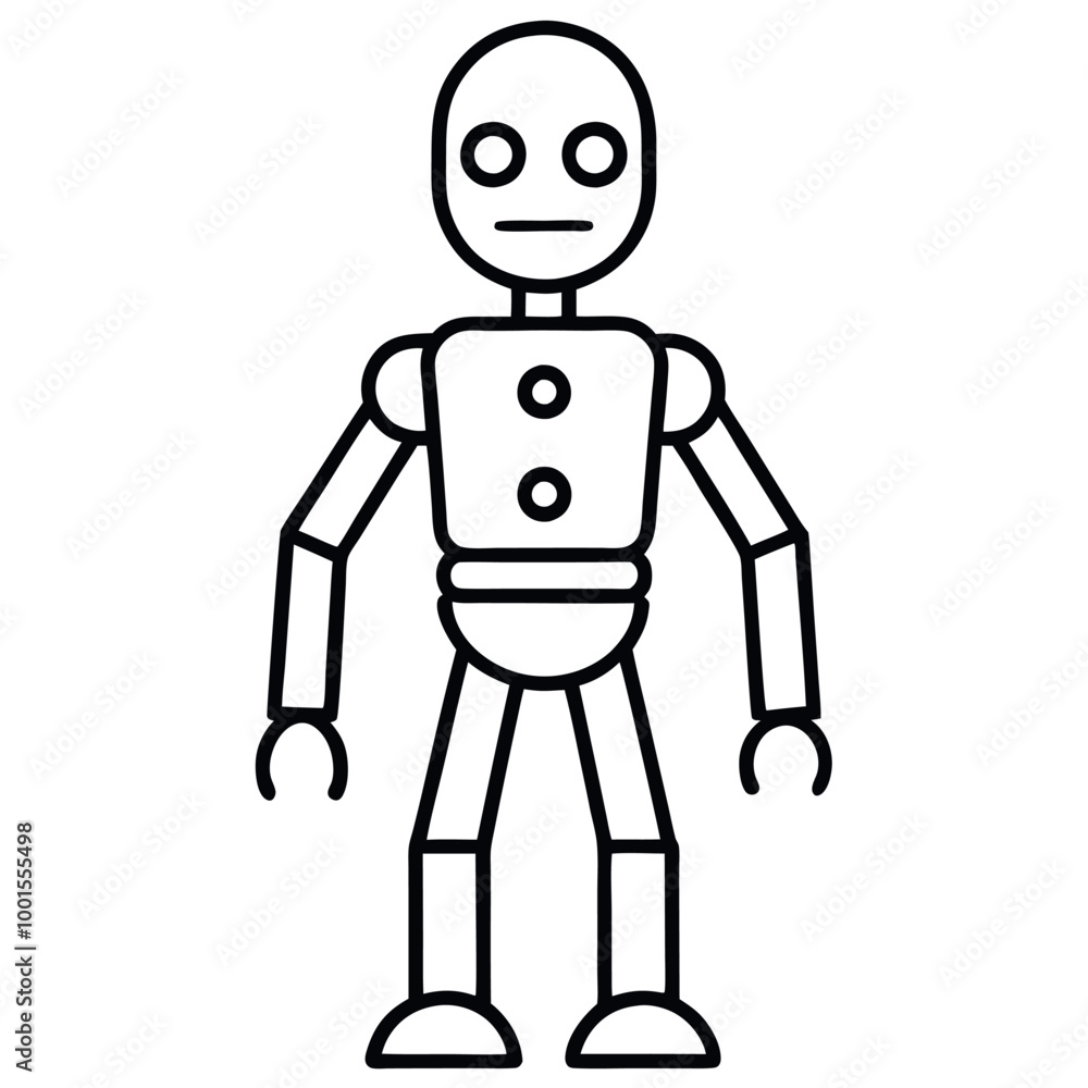 Humanoid robot vector outline illustration.
Humanoid robot vector outline illustration.