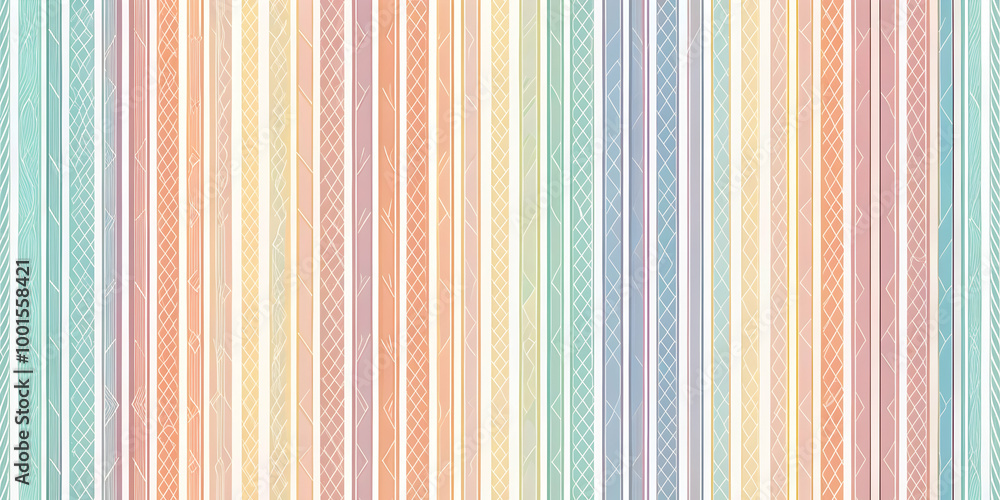 Fototapeta premium Rainbow Stripes: A cheerful and vibrant pattern of pastel rainbow stripes, ideal for backgrounds, patterns, and textile design. 