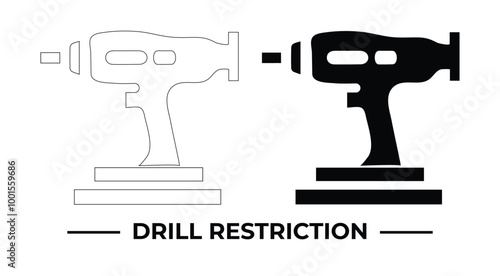 High-quality drill restriction vector design for safety signs, industrial manuals, and construction projects. Scalable, versatile, and easy to customize