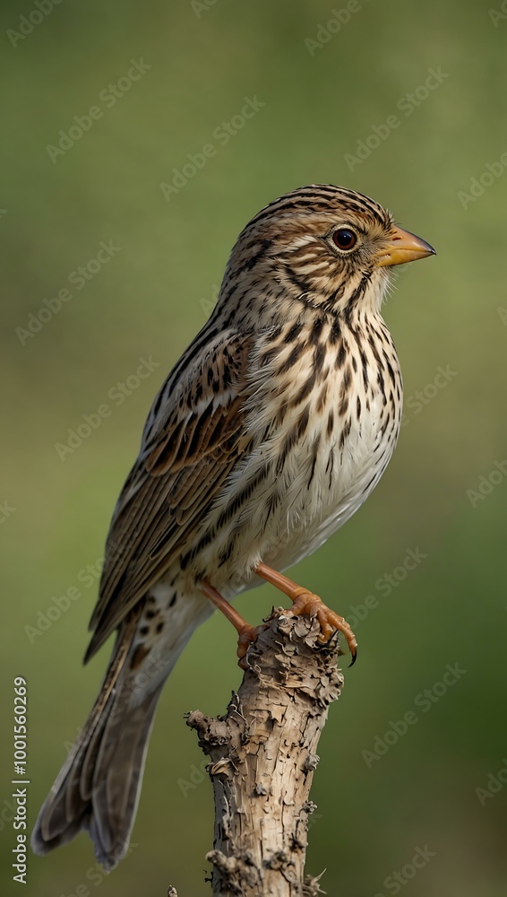 Corn Bunting on a Branch, Highlighting Natural Beauty Corn Bunting on a Branch, Highlighting Natural Beauty