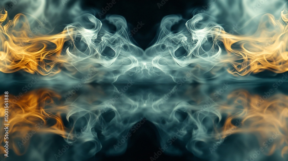 Abstract smoke and reflection with golden hues. Abstract smoke and reflection with golden hues.