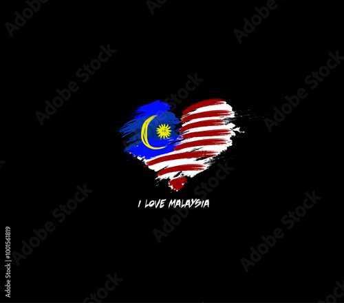 Malaysia grunge flag heart for your design