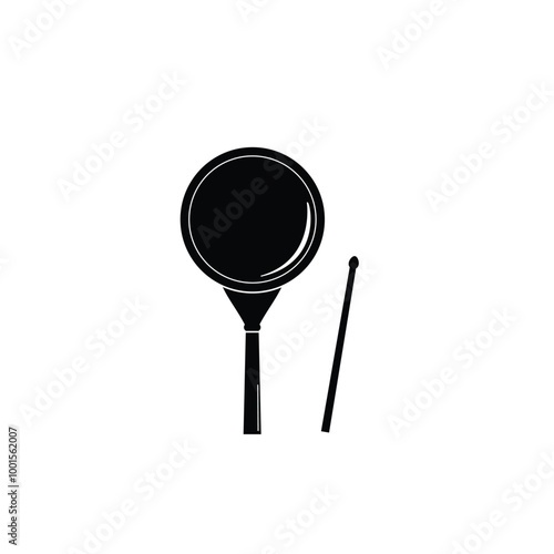 Traditional musical japan instrument logo illustration, uchiwa daiko silhouette is suitable for music shops and communities	