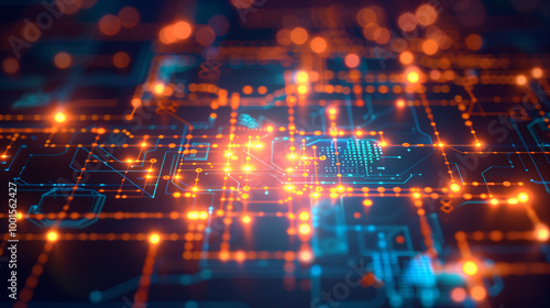 Wallpaper Mural Abstract circuit board with glowing digital connections Torontodigital.ca