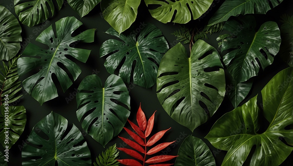 Creative flat lay of tropical leaves for a nature-inspired layout. Creative flat lay of tropical leaves for a nature-inspired layout.
