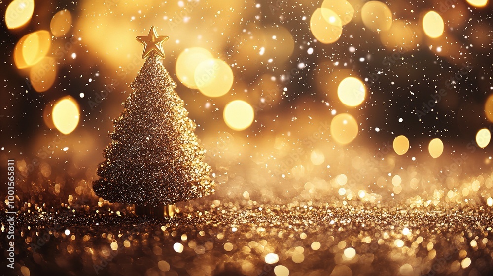 Glittering Christmas Tree with Bokeh Background Glittering Christmas Tree with Bokeh Background