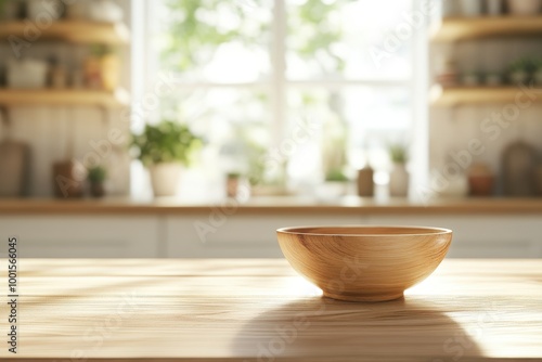 Wooden table in focus with blurred living room background for mockup