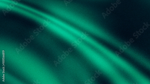 Green background grainy texture. Dark green shiny abstract background. Luxury banner horizontal background wallpaper.