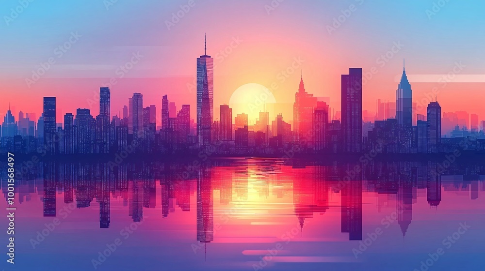 Fototapeta premium urban skyline of a financial center with business buildings and banking institutions, highlighting the corporate towers and investment capital in the city