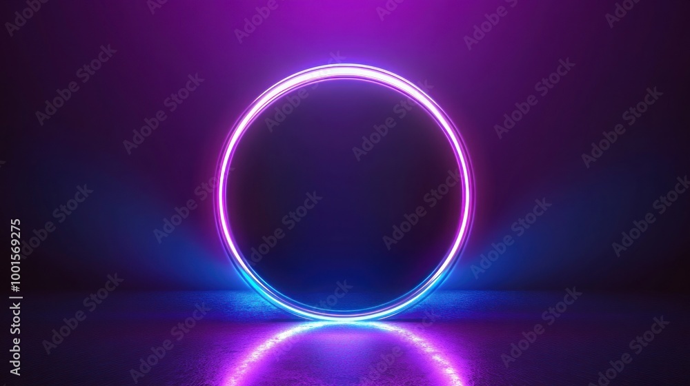 Neon Circle in a Dark Space Neon Circle in a Dark Space