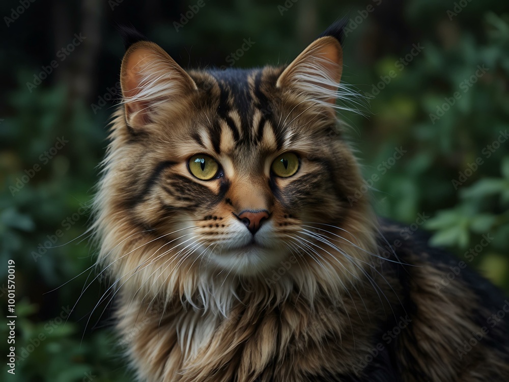 Detailed illustration of a Norwegian Forest cat. Detailed illustration of a Norwegian Forest cat.