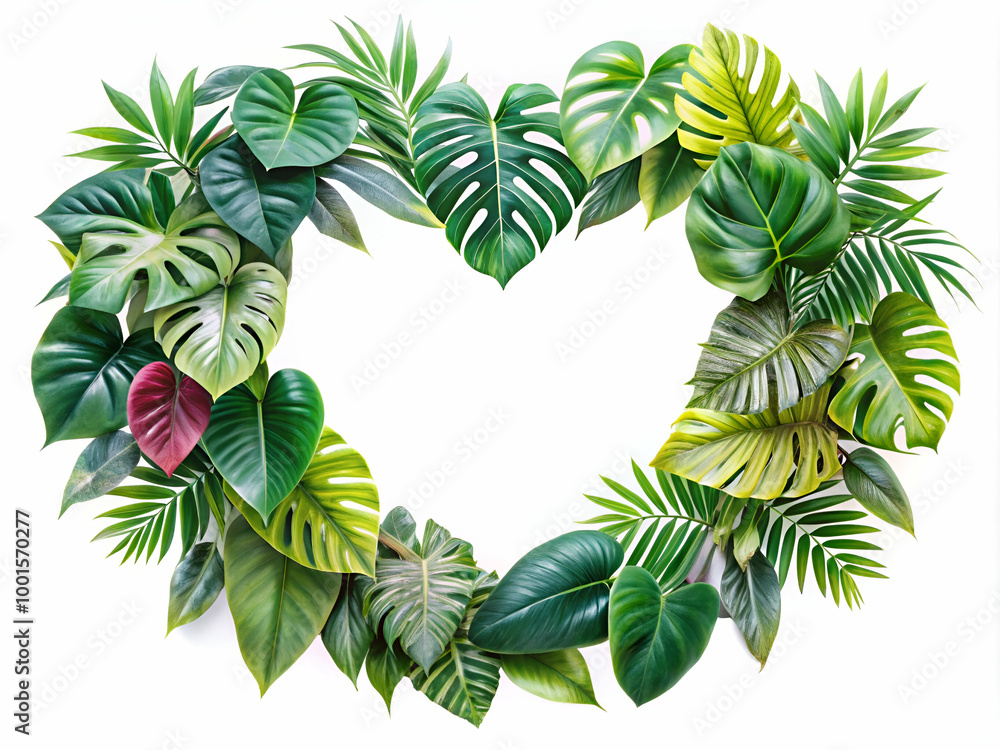 A heart made of leaves and vines. The heart is surrounded by green leaves and vines, and it is the center of the image. The heart is surrounded by a variety of different types of leaves A heart made of leaves and vines. The heart is surrounded by green leaves and vines, and it is the center of the image. The heart is surrounded by a variety of different types of leaves