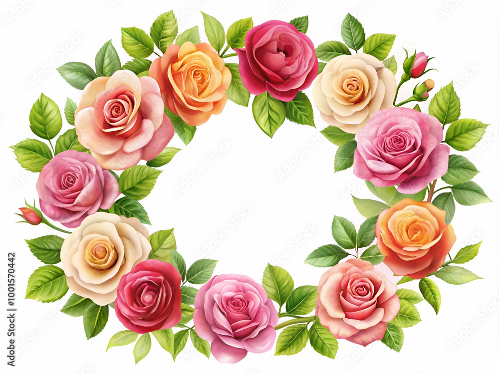 A colorful bouquet of roses is arranged in a circle. The roses are of various colors, including pink, red, and yellow. The arrangement is full and vibrant, creating a cheerful and lively atmosphere A colorful bouquet of roses is arranged in a circle. The roses are of various colors, including pink, red, and yellow. The arrangement is full and vibrant, creating a cheerful and lively atmosphere