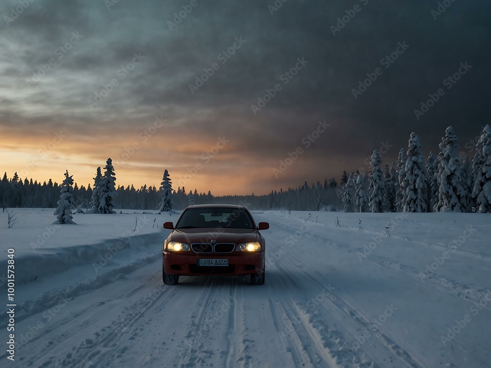 Driving through a winter wonderland in Lapland, Finland. Driving through a winter wonderland in Lapland, Finland.