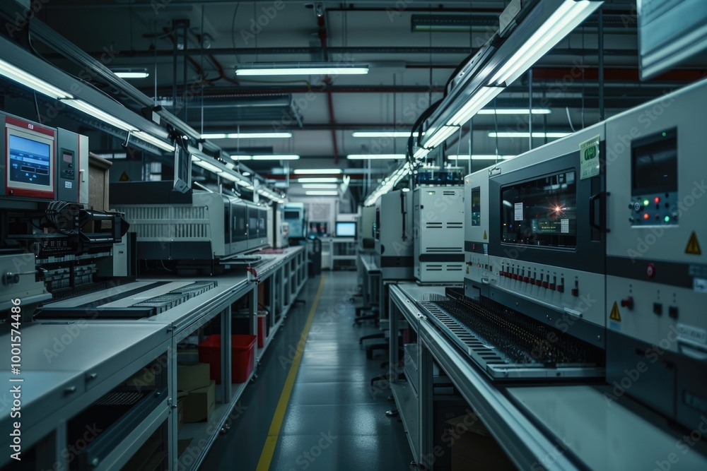 Fototapeta premium A view of a large industrial facility with many machines and equipment