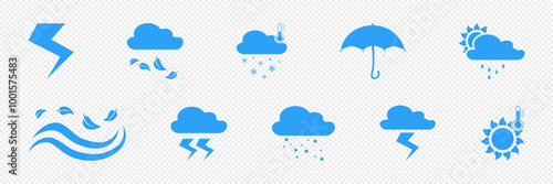 Weather icons, bad weather, sunny weather, Vector on white background.