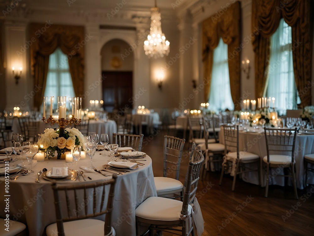 Elegant wedding reception table set up for a special event. Elegant wedding reception table set up for a special event.