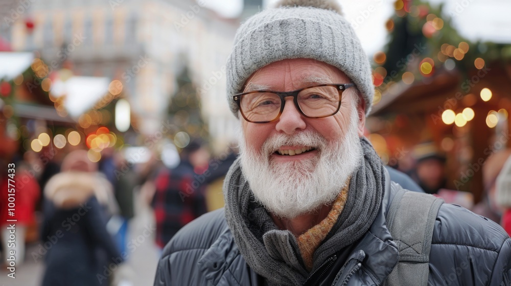Portrait of an older man with a white beard, hat, and glasses Portrait of an older man with a white beard, hat, and glasses