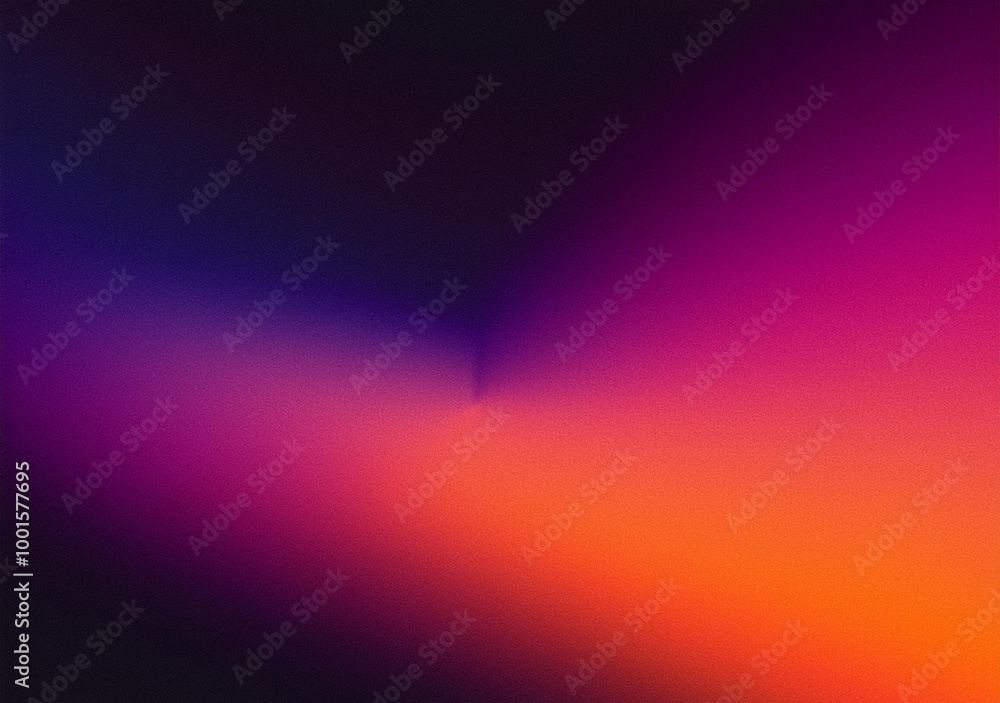Obraz premium Abstract grainy gradient background purple pink orange black glowing color dark backdrop noise texture banner poster header design