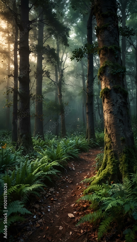 Enchanting magic forest scene. Enchanting magic forest scene.