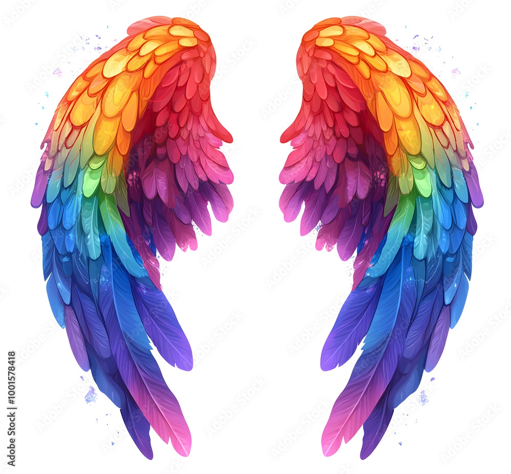 Fototapeta premium Abstract Colorful Phoenix Wings in Rainbow Gradient