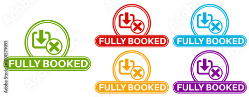 set collections colourful trendy fully booked icon Sign label sticker design template vector illustration