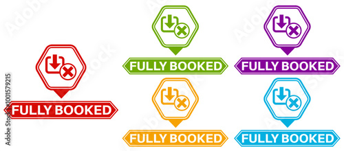 set collections colourful trendy fully booked icon Sign label sticker design template vector illustration