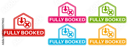 set collections colourful trendy fully booked icon Sign label sticker design template vector illustration