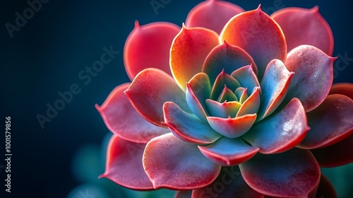 Closeup of succulent echeveria Macro photography of nature : Generative AI photo