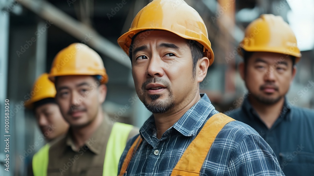 Team of construction contractor talking discussing about the building plan together at construction site Diverse ethnicity construction workers working together at construction site : Generative AI Team of construction contractor talking discussing about the building plan together at construction site Diverse ethnicity construction workers working together at construction site : Generative AI