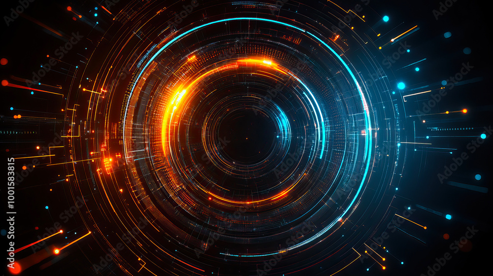Obraz premium Futuristic abstract hi-tech design with digital background elements