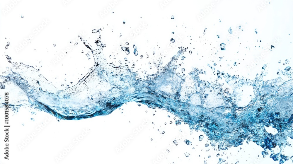 High-resolution image of a blue water splash frozen mid-air on a white background, capturing the dynamic motion and intricate details High-resolution image of a blue water splash frozen mid-air on a white background, capturing the dynamic motion and intricate details