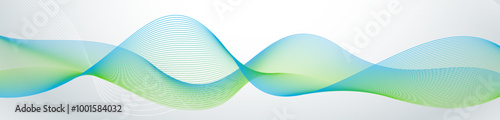 Modern office glass wallpaper. Twisted curve lines with blend effect. Abstract wave design in green and blue gradient, perfect for business presentations and modern outline backgrounds.
