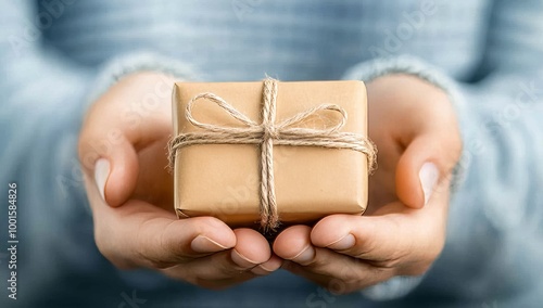 Person Holding Gift Wrapped In Brown Paper