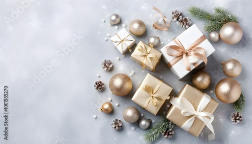 festive arrangement of christmas gifts beautifully displayed on a rustic wooden table