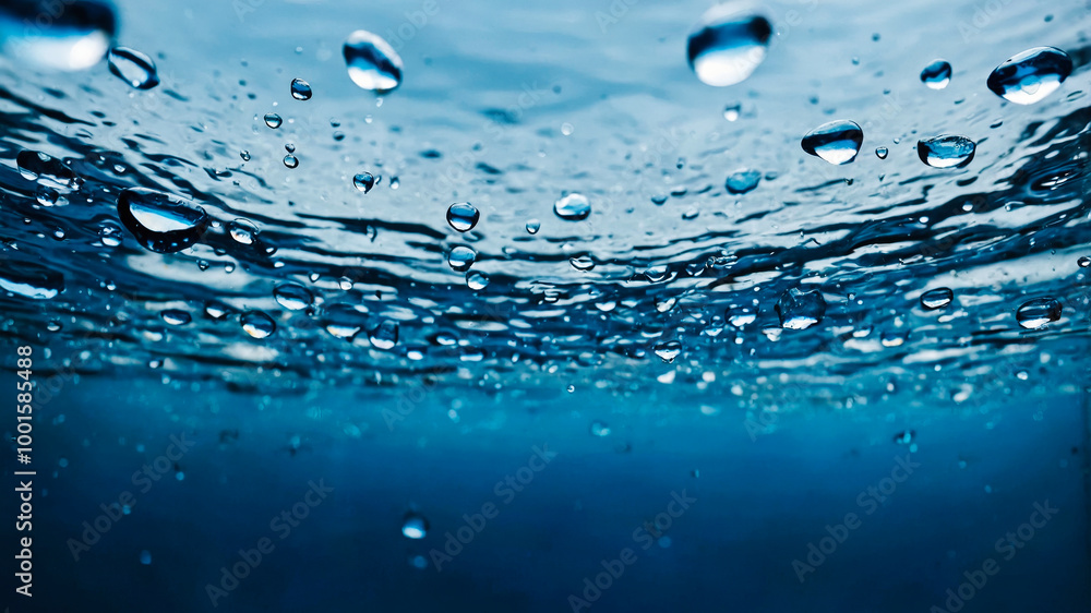 Underwater bubbles rising through clear blue water Underwater bubbles rising through clear blue water