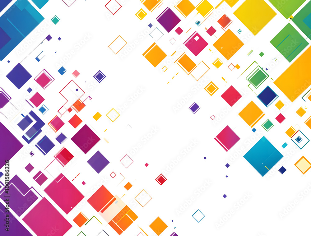 Colorful Abstract Geometric Shapes with Dynamic Square Patterns Colorful Abstract Geometric Shapes with Dynamic Square Patterns
