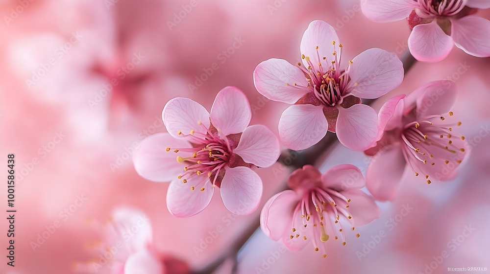 Close up of blossom on a flowering sand cherry tree in the spring : Generative AI Close up of blossom on a flowering sand cherry tree in the spring : Generative AI