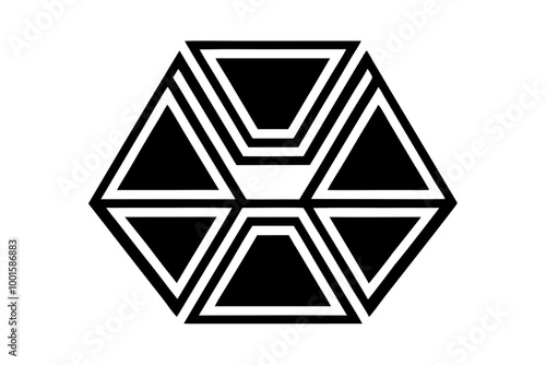 Interlocking hexagon in silhouette illustration